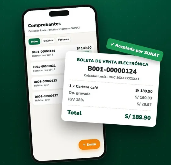 Comprobantes: boleta de venta electrónica aceptada por SUNAT